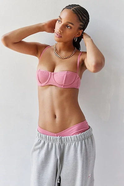 Out From Under Back To Basics Underwire Balconette Bra In Pink, Women's At Urban Outfitters In Coral