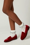 Urban Outfitters Heart Ruffle Crew Sock In Red/white, Women's At