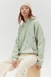 Urban Renewal Remade Paint Splatter Hoodie Sweatshirt In Mint, Women's At Urban Outfitters