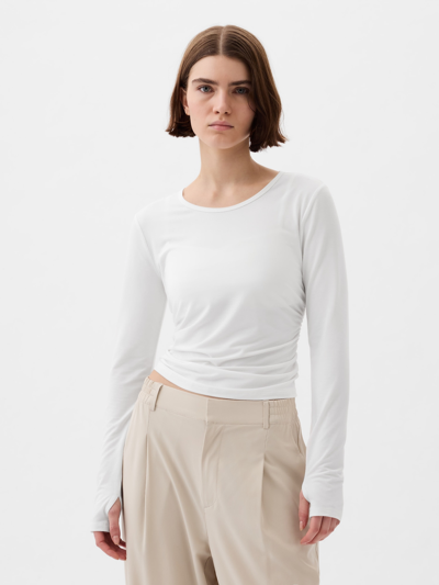 Gap Fit Breathe Ruched Cropped T-shirt In Optic White
