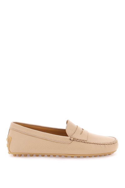 Tod's City Gommino Leather Loafers In Neutro