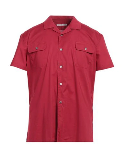 Grey Daniele Alessandrini Man Shirt Brick Red Size 16 Cotton, Elastane