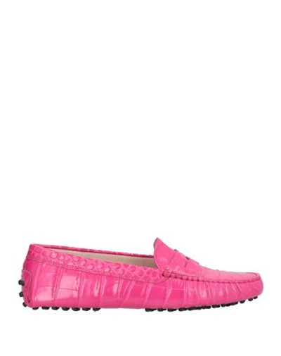 Tod's Woman Loafers Fuchsia Size 8 Leather In Pink
