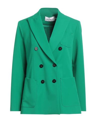 Simona Corsellini Woman Blazer Green Size 6 Polyester, Viscose, Elastane