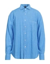 Fedeli Man Shirt Light Blue Size 15 Linen