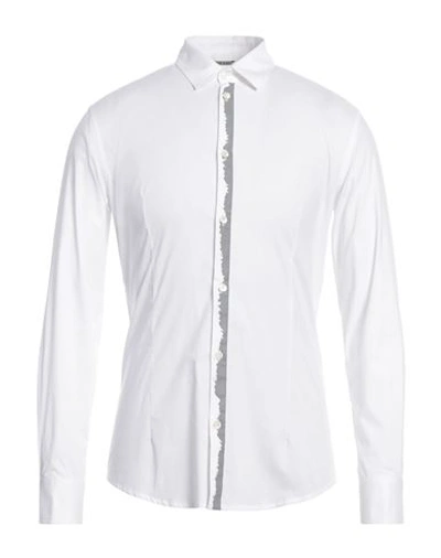 Grey Daniele Alessandrini Man Shirt White Size M Cotton, Elastane