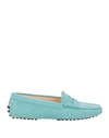 Tod's Woman Loafers Turquoise Size 7 Soft Leather In Blue