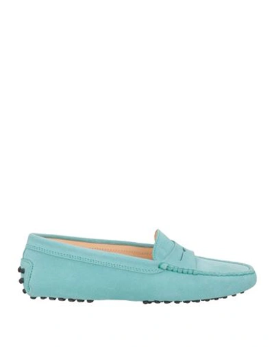 Tod's Woman Loafers Turquoise Size 6 Soft Leather In Blue