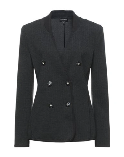 Giorgio Armani Woman Blazer Steel Grey Size 4 Polyester, Wool, Polyamide, Elastane