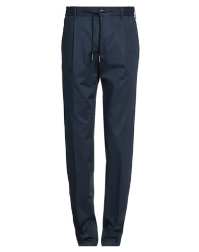 Tagliatore Man Pants Navy Blue Size 36 Cotton, Elastane In Navy Blue