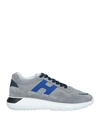 Hogan Man Sneakers Grey Size 7 Textile Fibers, Leather