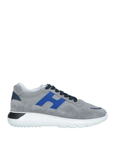 Hogan Man Sneakers Grey Size 7 Textile Fibers, Leather In Grey