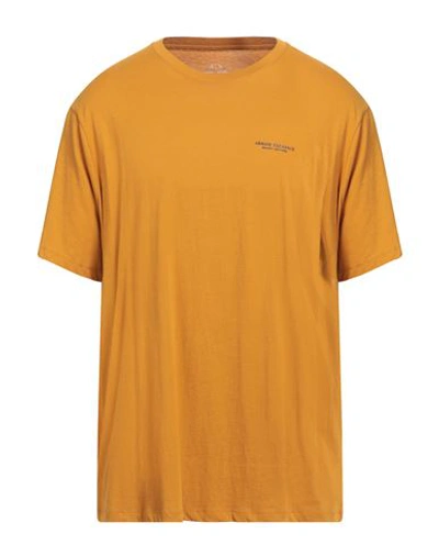 Armani Exchange Man T-shirt Ocher Size Xxl Cotton In Yellow