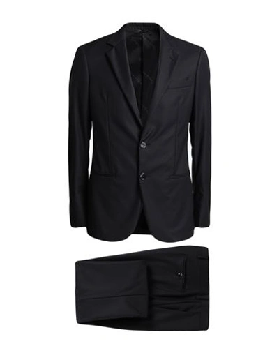 Giorgio Armani Man Suit Black Size 42 Virgin Wool In Blue
