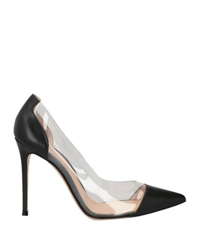 GIANVITO ROSSI GIANVITO ROSSI WOMAN PUMPS BLACK SIZE 11 CALFSKIN, PVC - POLYVINYL CHLORIDE