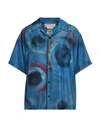 Marni Short-sleeved Silk Bowling Shirt In Blue