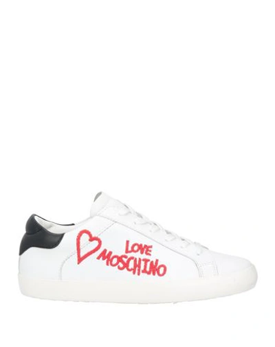 Love Moschino Woman Sneakers White Size 11 Soft Leather