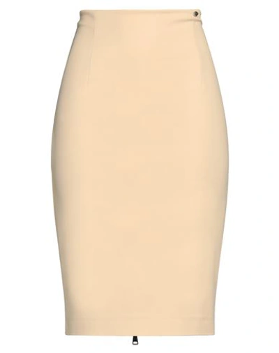 Twinset Woman Midi Skirt Beige Size 8 Cotton, Polyamide, Elastane