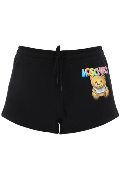 Moschino Logo Printed Shorts In Black