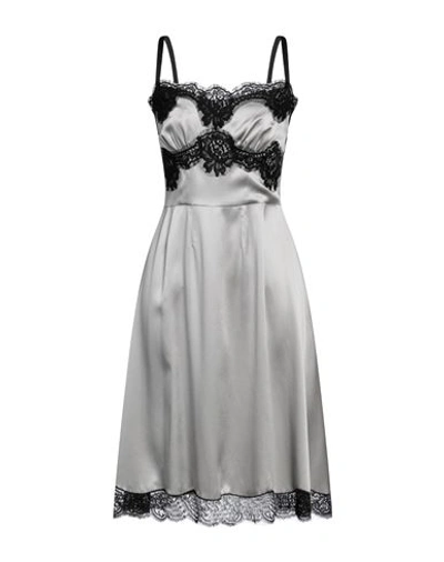 Dolce & Gabbana Woman Midi Dress Light Grey Size 10 Silk, Cotton, Elastane, Polyamide