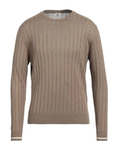 Luigi Borrelli Napoli Man Sweater Khaki Size 44 Linen, Cotton In Beige
