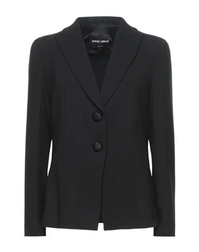 Giorgio Armani Woman Blazer Black Size 2 Virgin Wool, Elastane