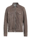 Barba Napoli Man Jacket Khaki Size 40 Soft Leather In Beige