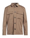 Lardini Man Shirt Camel Size M Cotton, Elastane In Beige