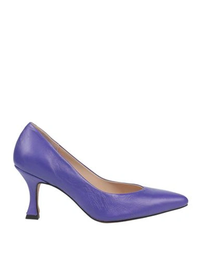 Elena Del Chio Woman Pumps Purple Size 9 Soft Leather