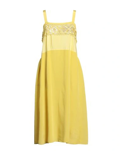 Maison Margiela Woman Midi Dress Yellow Size 4 Viscose, Silk, Polyester, Polyamide