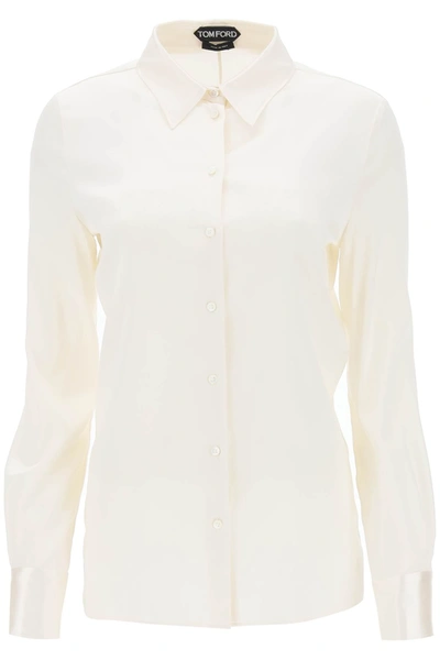 Tom Ford Silk Satin Shirt In White