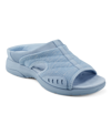 Easy Spirit Women's Traciee Square Toe Casual Slide Sandals In Light Blue Knit - Textile