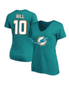 Fanatics Women's Tyreek Hill Aqua Miami Dolphins Plus Size Fair Catch Name And Number V-neck T-shirt In Aqua