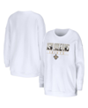 Wear By Erin Andrews White New Orleans Saints Domestic Pullover Sweatshirt In White