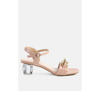 London Rag Icicle Clear Low Heel Chain Sandals In Pink