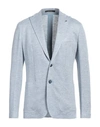 Tagliatore Man Blazer Light Blue Size 38 Linen, Virgin Wool