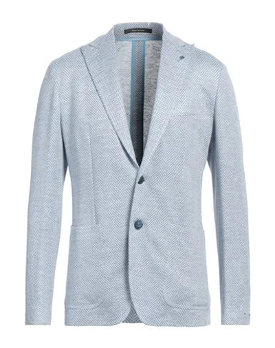 Tagliatore Man Blazer Light Blue Size 38 Linen, Virgin Wool In Blue