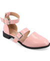 Journee Collection Women's Constance Wide Width Double Buckle Flats In Blush Faux Leather- Polyurethane
