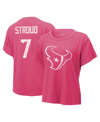 Majestic Women's  Threads C.j. Stroud Pink Distressed Houston Texans Name And Number T-shirt In Pink