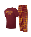 Concepts Sport Men's Burgundy/gold Washington Commanders Vector T-shirt Flannel Pants Sleep Set In Burgundy,gold