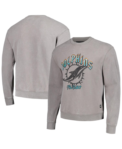 THE WILD COLLECTIVE MEN'S AND WOMEN'S THE WILD COLLECTIVE GRAY MIAMI DOLPHINS DISTRESSED PULLOVER SWEATSHIRT