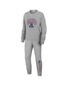 WEAR BY ERIN ANDREWS WOMEN'S WEAR BY ERIN ANDREWS HEATHER GRAY NEW YORK GIANTS KNIT LONG SLEEVE TRI-BLEND T-SHIRT AND PAN