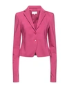 Patrizia Pepe Woman Blazer Fuchsia Size 4 Cotton, Polyester, Elastane In Pink