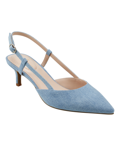 Bandolino Women's Movito Pointed Toe Slingback Dress Pumps In Light Blue Denim- Textile