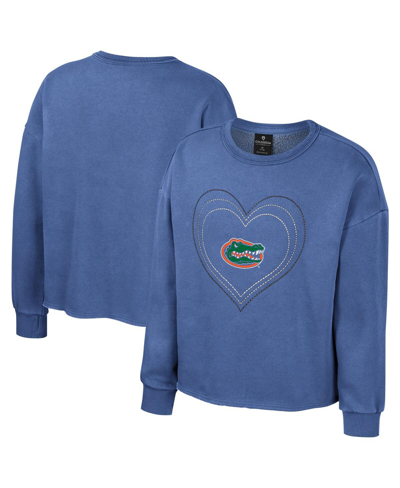 Colosseum Kids' Big Girls  Royal Florida Gators Audrey Washed Fleece Pullover Crewneck Sweatshirt