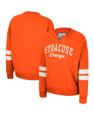 Colosseum Women's  Orange Distressed Syracuse Orange Perfect Date Crew Neck Pullover Sweatshirt