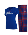 Concepts Sport Women's  Royal New York Giants Plus Size Badge T-shirt And Flannel Pants Sleep Set In Royal
