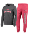 Concepts Sport Cardinal/heather Charcoal Arkansas Razorbacks Meter Long Sleeve Hoodie T-shirt & Jogg In Cardinal,heather Charcoal