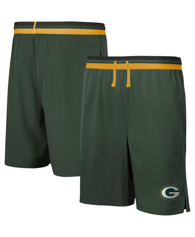 OUTERSTUFF MEN'S GREEN GREEN BAY PACKERS COOL DOWN TRI-COLOR ELASTIC TRAINING SHORTS