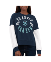G-iii 4her By Carl Banks Women's  Deep Sea Blue Seattle Kraken Team Pride Pullover Sweatshirt In Deep Sea Blue